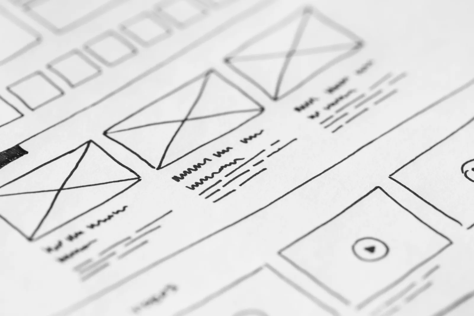 Nærbilde av en wireframe for en nettside